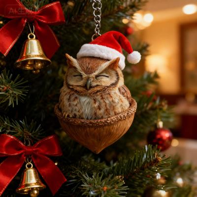 Forest Animal Acorn Ornament Woodland Creature Christmas Ornaments 2D Acrylic Cozy Pine Cone Animals Hanging Decoration for Home Party Decor