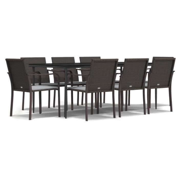 VidaXL Ensemble à manger de jardin 9 pcs coussins résine tressée acier 3186950