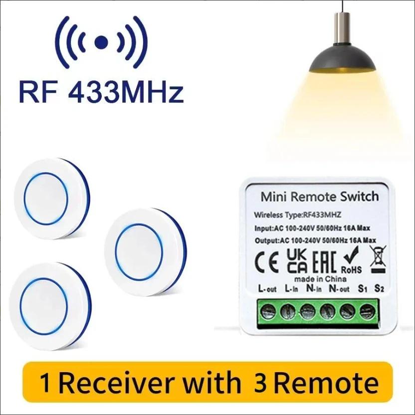 RF Smart Switch 433Mhz Relay Receiver Wireless Remote Control 2-way Control Mini Round Panel LED Light Switch Home Automation