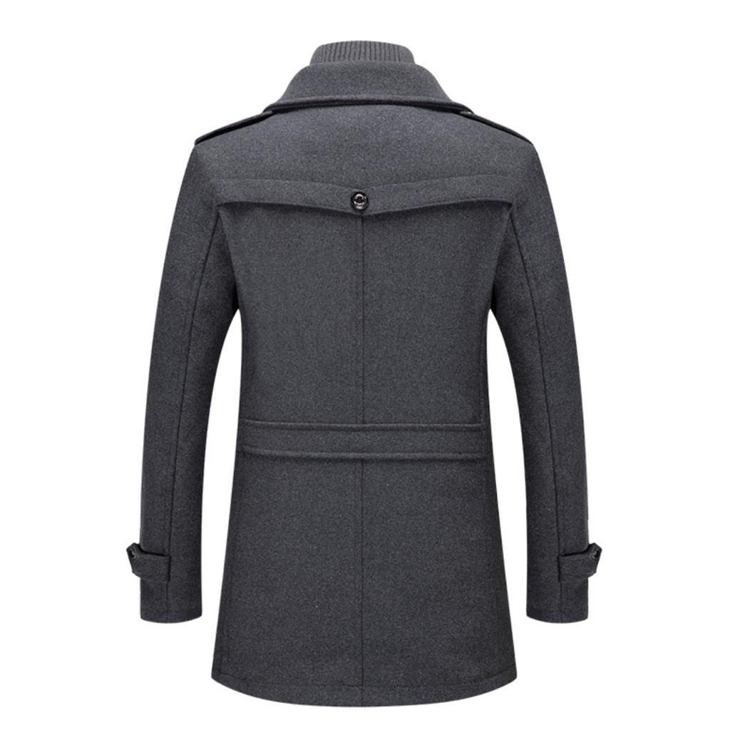 Herren Herbst und Winter Business Wollmantel Doppelkragen Kältebeständiger Herrenmantel Wollmantel für Herren