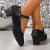 Work Shoes Without Tired Feet Autumn Round Toe Shallow Mouth One Slip Strap Non-slip Block Heel Single Shoes