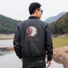 Men's Pu Leather Jacket Baseball Collar Embroidered Motorcycle Jacket Spring and Autumn Men's Casual Trendy Leather Jacket