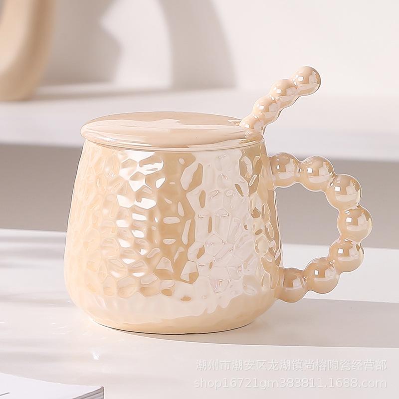 

Electroplated Ceramic Water Cup with Cover Spoon Coffee Cups Milk Tea Cup Milk Mug Afternoon Tea Cups Coffee Mug Tea Mugs Gift 430ml жовтий