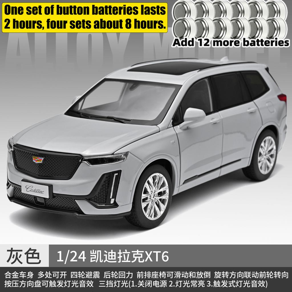 1:24 Cadillac XT6 2023 Off Road SUV Alloy Car Model Diecast Metal Car Vehicles Model Simulation Sound & Light Collection Present