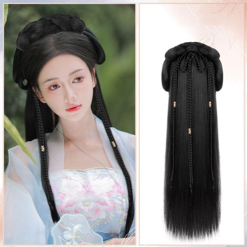 Vintage Headwear Hanfu Wig Headband Long Hanfu Cosplay HairPieces Chinese Ancient Wig Women
