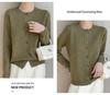 Spring 2025 Retro Velvet Round Neck Knit Cardigan - Space-Dyed Loose Fit for Women