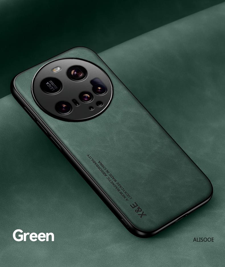 

Luxury Leather Funda for Xiaomi Mi 15 Ultra 14T Case Ultra Thin Car Magnetic Protection Cover for Xiaomi 15 14 13T Pro Capa for Xiaomi 13T Pro зелений