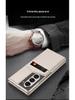 Samsung Z Fold 6 Card Holder Stand Case - Premium Leather with Film Integrated Protection