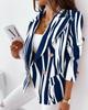 European & American Women's 2024 Autumn/Winter Slim Woolen Coat - Long Sleeve Double-Breasted Casual Printed Small Suit