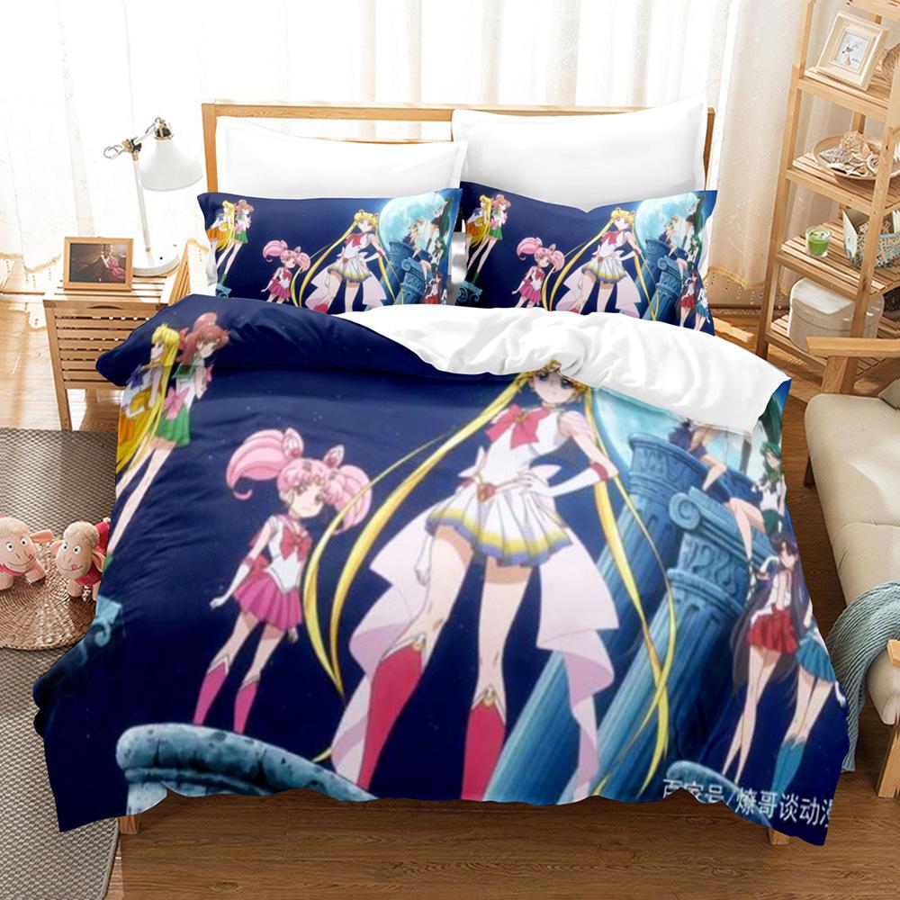 Sailor Moon Hare 3D Digital Printing Quilt Set Three-Piece Bedding