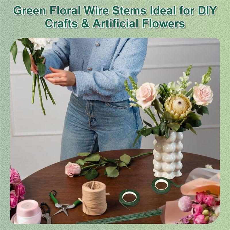 Floral Wire And Flower Tape Kit- Includes 4 Rolls Of Flower Tape And 40 Flower Stems Wires For Bouquet Wrapping