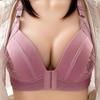 Plus Size Front Closure Wire-Free Bra for Middle-Aged & Elderly: Side Support, Comfortable Thin Cup, Perfect for Moms