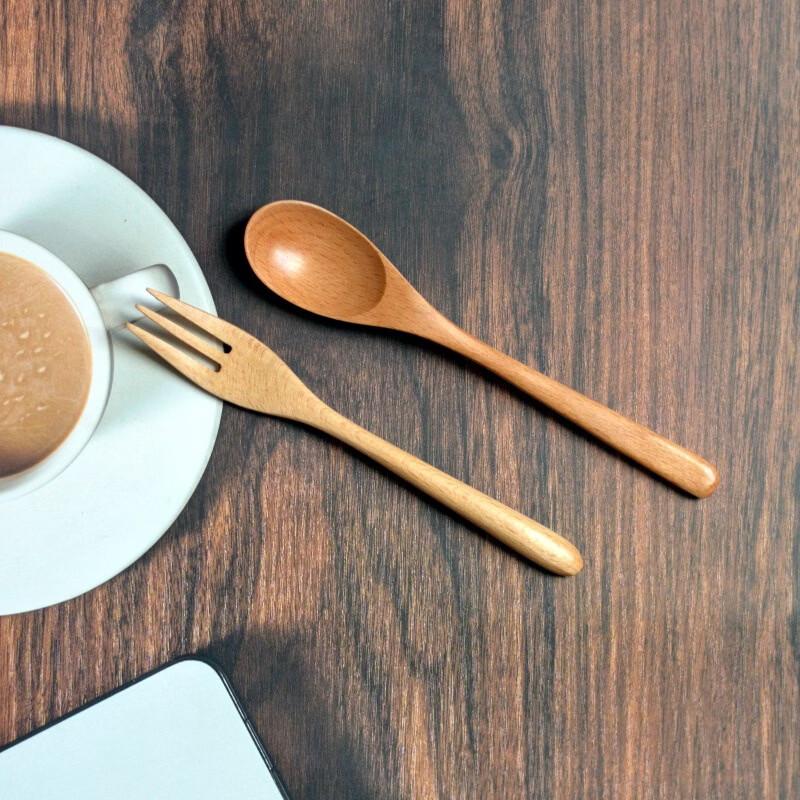 Ruhan Beechwood Fruit Fork and Dessert Spoon Set