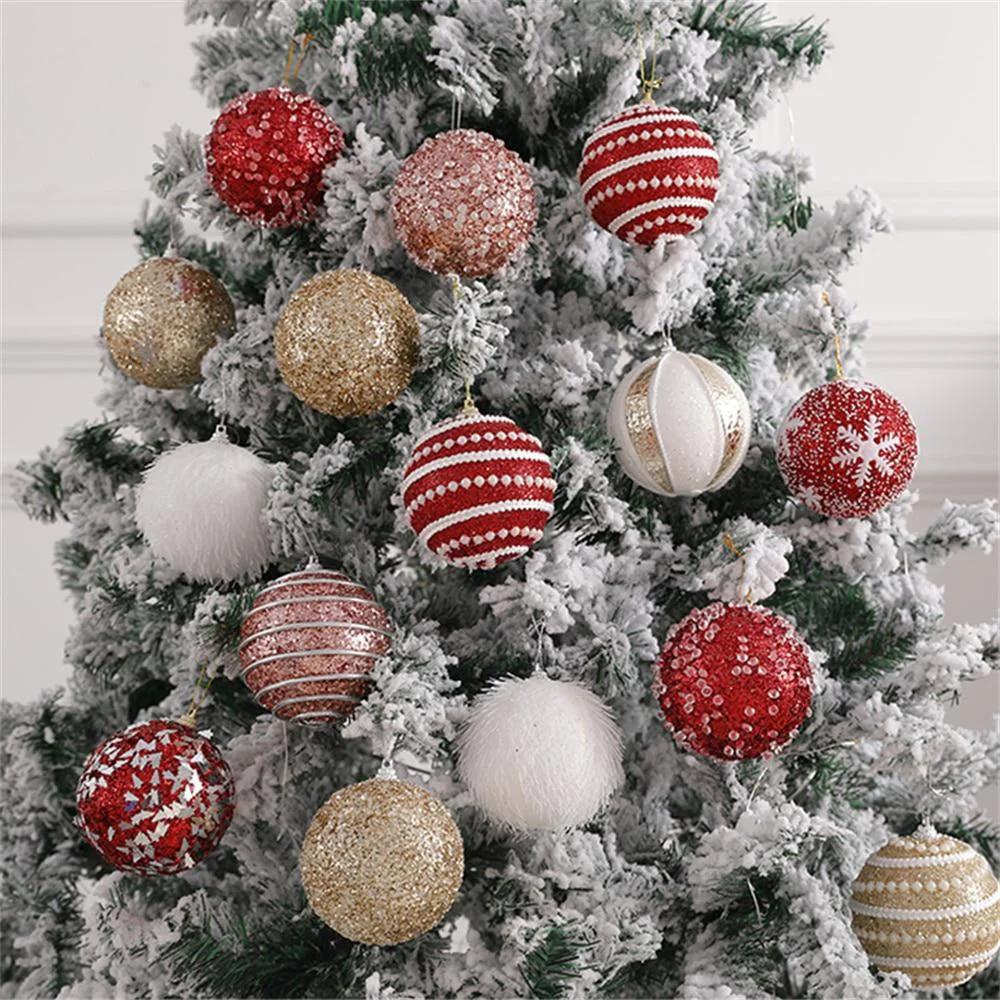 1Pcs 8CM Christmas Hanging Balls Sequined Glitter Ball Xmas Tree Lightweight Foam Pendant New Year Home Decor