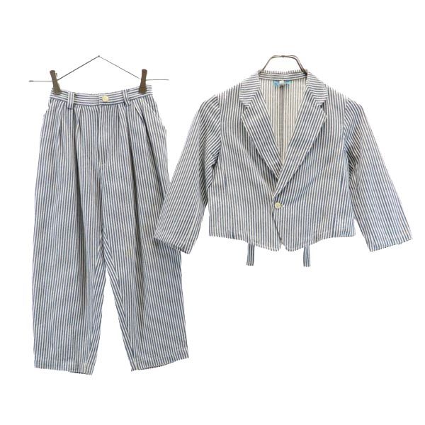 

KENZO Striped Pattern Shorts Setup 47.2 Blue x white jacket pants Kid s Used