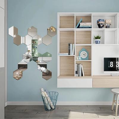 6/12 ks 3D Zrcadlová Samolepka na Zeď Šestiúhelníková Nálepka Domácí Dekorace DIY Samolepicí Zrcadlové Dekorativní Samolepky Umělecká Nástěnná Dekorace 150mm Velká