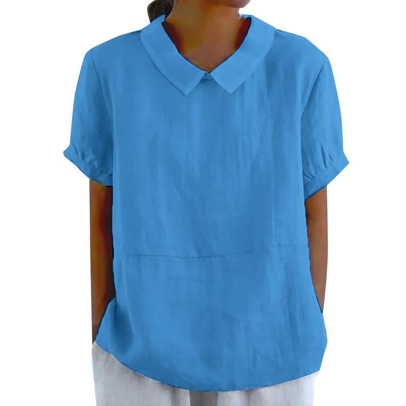Loose Collar Short Sleeve Shirt for Women Loose Lapel Short sleeve Shirt Women