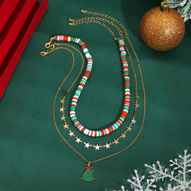 Christmas Beaded Necklace Trendy Pendant Clavicle Chain Trendy Neck Jewelry Gift for Holiday Party Occasion & Daily Wear