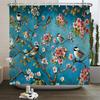 Chinese Birds Gradient Shower Curtains for Bathroom Landscape Plants Green Waterproof Fabric Polyester Bath Decor 180 X 180cm
