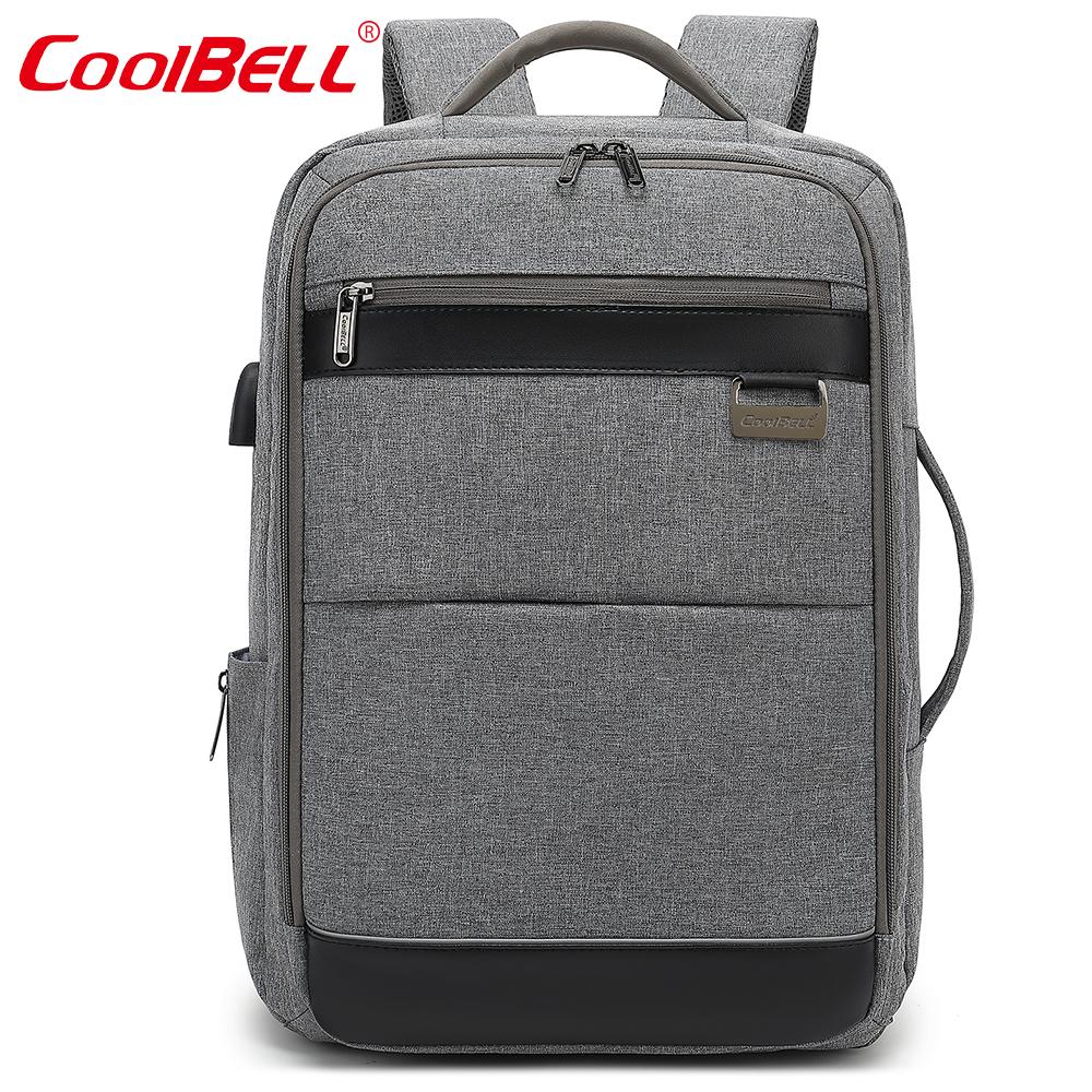 

Cool Bell Водонепроникний чоловічий рюкзак великої місткості 27 л для ноутбука 17/17,3 дюйма із зовнішнім USB-портом для заряджання, відкривання та закривання на 180°, чорний/сірий сірий