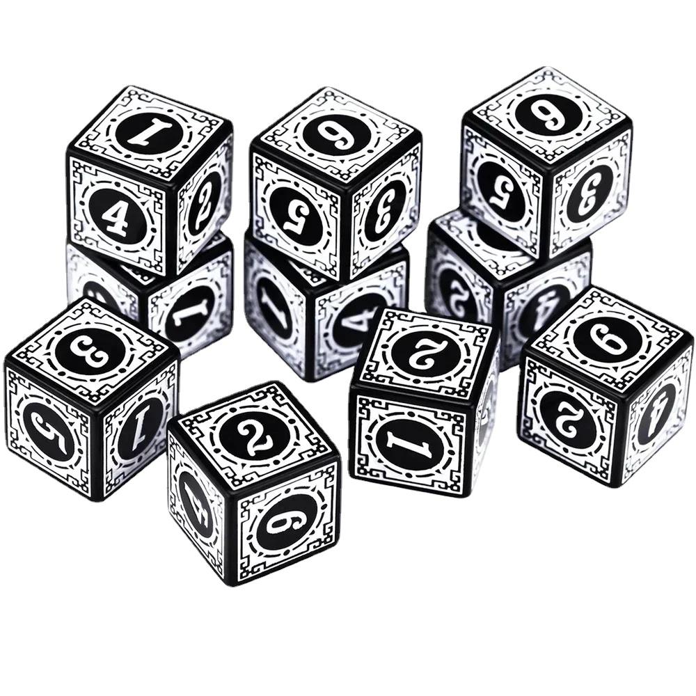 10 Stück/Beutel 16mm W6 Spielwürfel Quadratisch Klassischer Stil Zahlen Polyedrische Würfel DND Würfel Set Tischspiel Spielbrett Würfel