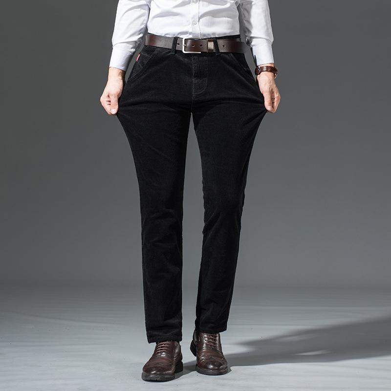 New Autumn And Winter Men'S Corduroy Casual Elastic Loose Straight Leg Pants, Business Trend Fashionable Plus Size Pants