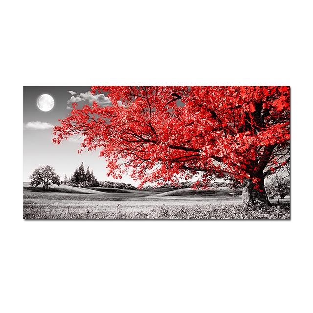 Blue Tree Modern Black and White Art Landscape Painting Wall Pictures Canvas Posters and Prints for Living Room Home Decor
