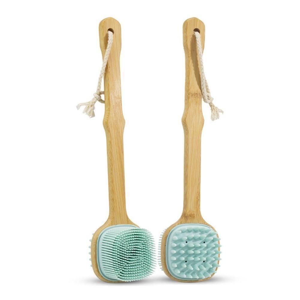 

Силиконовые щетки для тела для ванной, скребок для спины, двусторонняя щетка, щетка для душа, сухой массаж щеткой, инструмент для душа синий