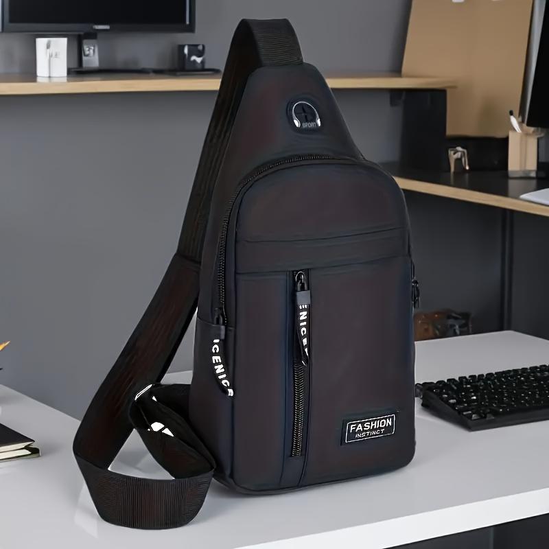 1pc Multipurpose Oxford Cloth Messenger Bag - Large Capacity, Shoulder Bag for Travel & Work, Black with Adjustable Strap, Travel Essentials Bag