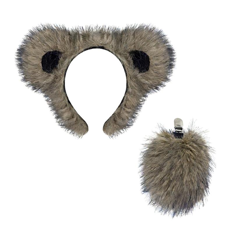 1 Stück Kinder Bärenkostüm Set Bärenohren Stirnbänder Schwanz Tutus Rock Tier Cosplay Kostüme für Halloween Weihnachtsfeier