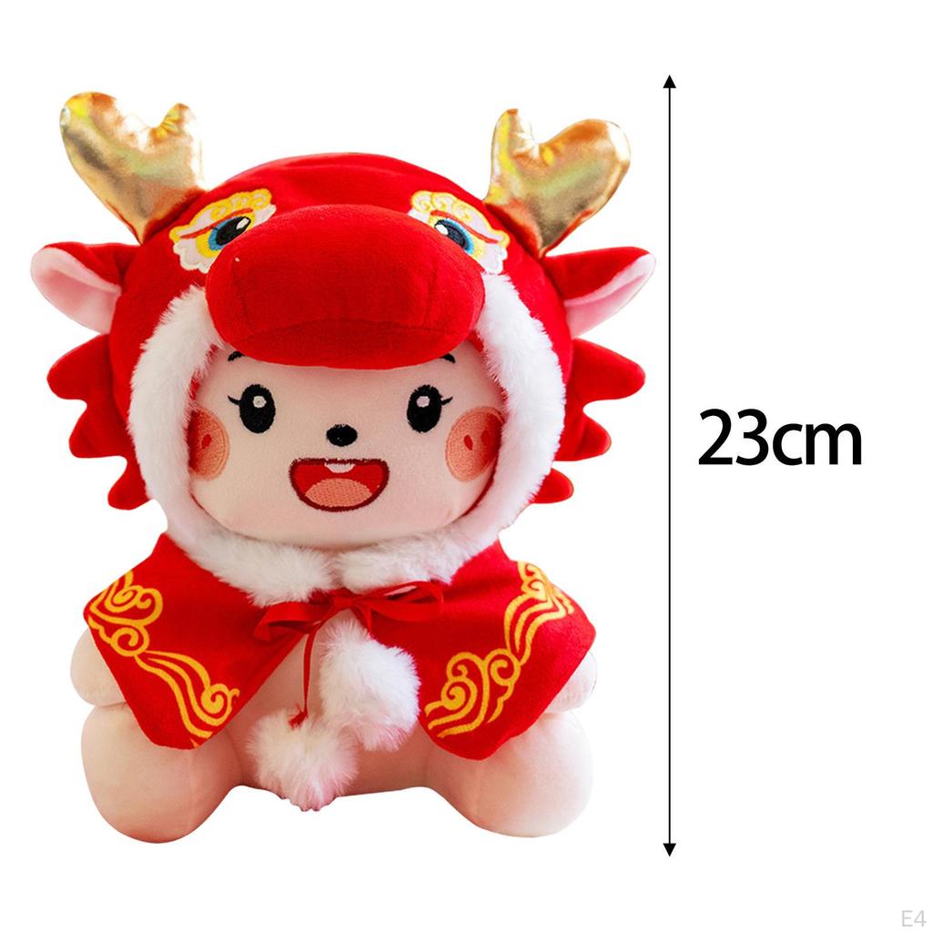 23cm Cartoon Chinese Dragon Pillow Stuffed Animal Toy Chair Cute Spring Festival Decoration