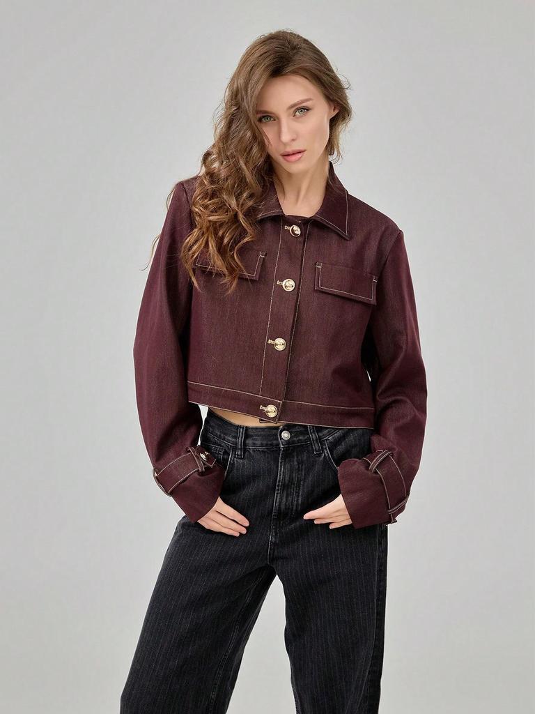 Women's Autumn European & American Fashion Simple Short Denim Jacket
