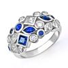 Luxury Vintage Rings for Women with Deep Blue/White Cubic Zirconia  Novel Design Lady's Finger-rings Retro Party Jewelry