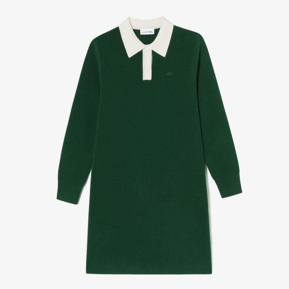 

LACOSTE Женский цветной свитер с воротником [Deep Green]