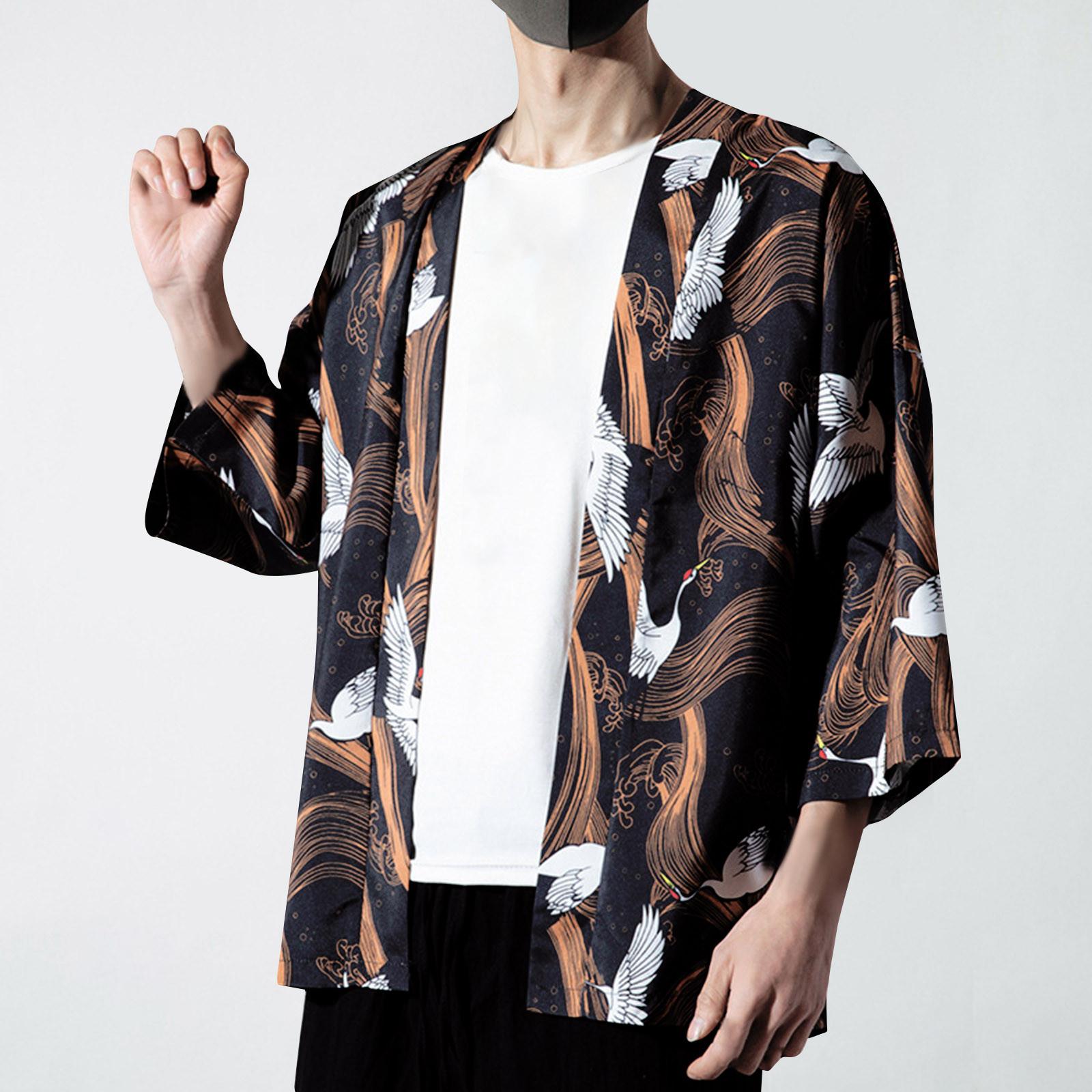 

Модный мужской повседневный удобный кардиган с принтом, свободная куртка, пальто, мешковатые топы M жёлтый