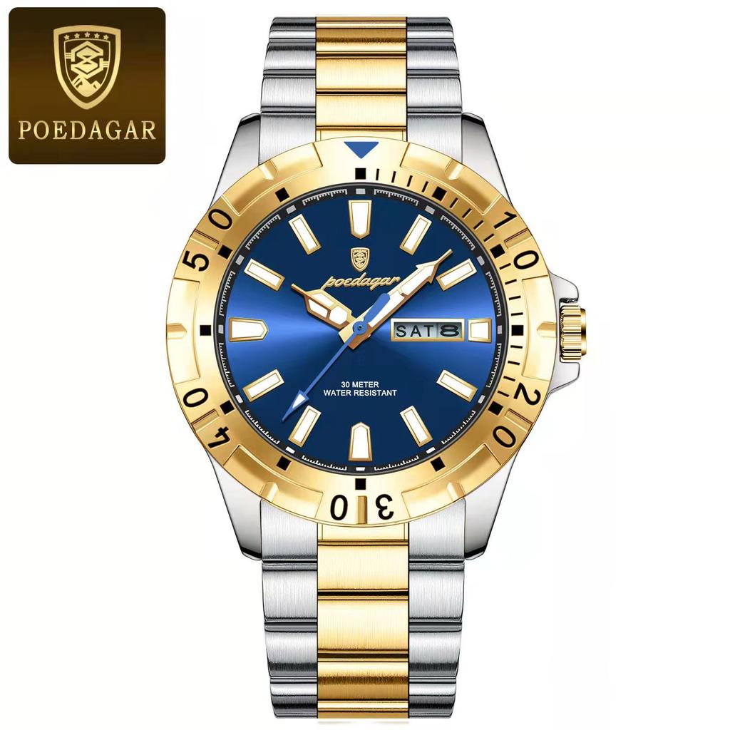 Ceasuri pentru bărbați Impermeabile Luminoase Dată Săptămână Oțel Inoxidabil Casual Cuarț Ceas Pentru Bărbați