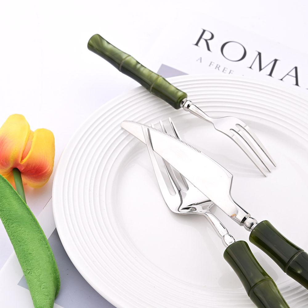 1pc Mirror Stainless Steel Dinnerware Plastic Handle Western Cutlery Butter Knife Fork Spoon Kitchen Party Tableware