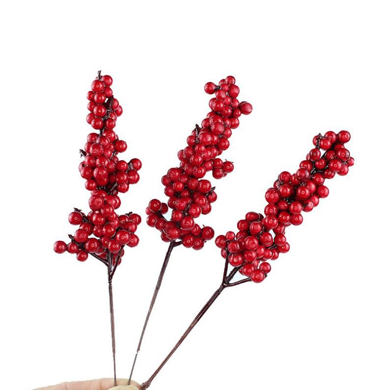 7/12 Head Foam Red Holly Berry Branch for Holiday Decor