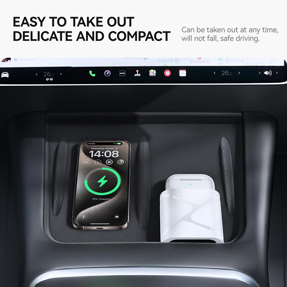 YZ Für Tesla Model 3/Y 2025-2025 Kabelloses Laden Schutzpad Material-Upgrade Kabelloses Headset Limit Schutzzubehör