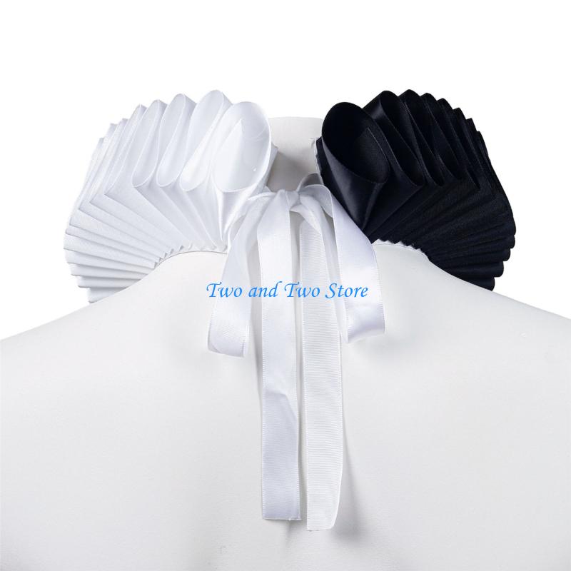 HX6F Rüschenkragen Clown Kostüm Halsaccessoire für Damen Halloween Event Verkleidung