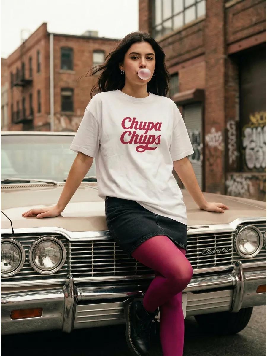 Oversized basic print T-shirt M