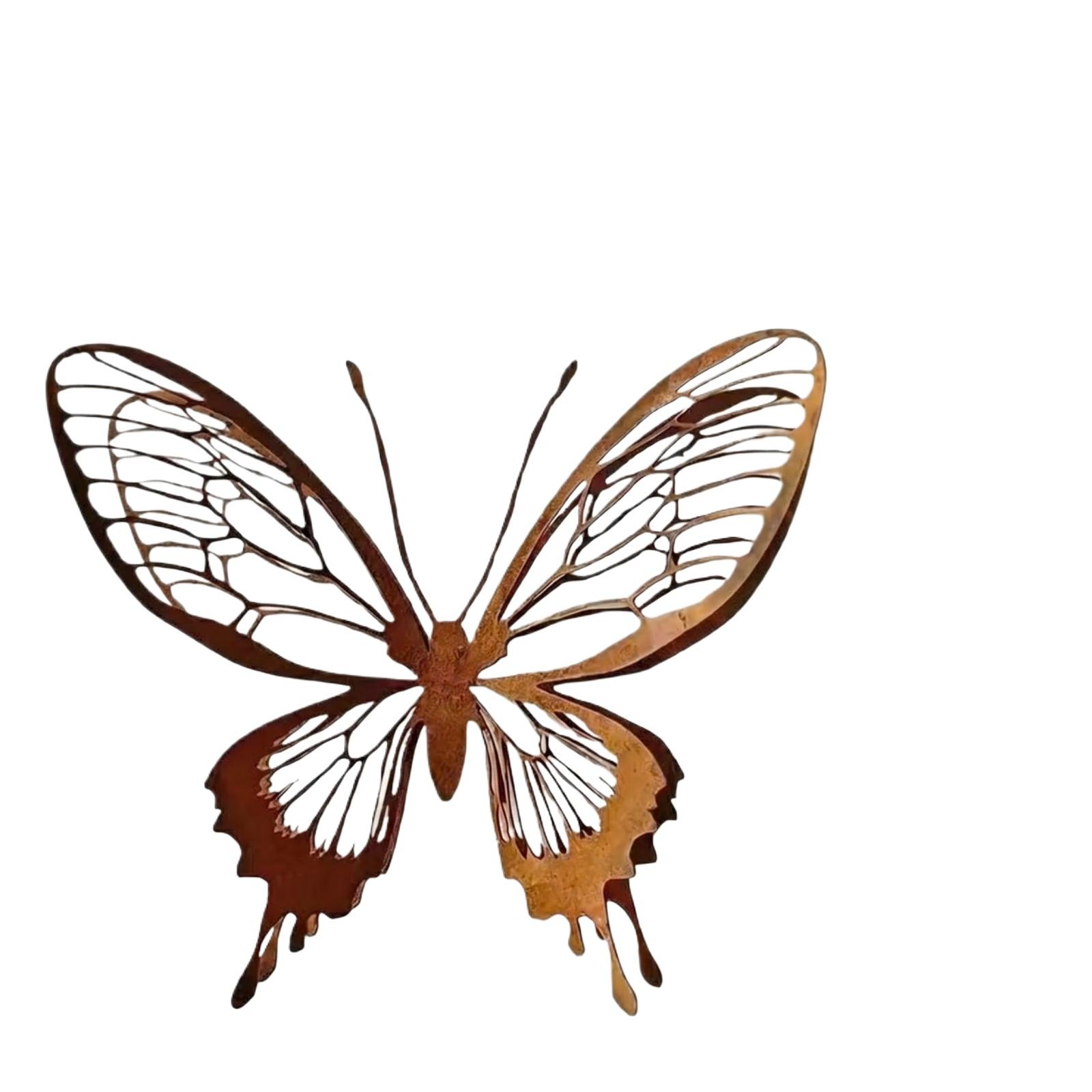 

Rustic Metal Butterfly Wall Art Sculpture with Eight Wings Lightweight Decorative Hanging Ornament for Indoor Outdoor Display
