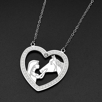 Chaîne Cœur de Cheval Princesse Fille Pour Femmes Hommes Acier Inoxydable Couleur Or Poney Amour Animal Pendentif Mode Collier Bijoux Cadeaux