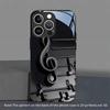 Schwarzes Musiksymbol-Muster Gehärtetes Glas Schwarze Handyhülle Für iPhone 17 16 15 14 13 12 11 Pro Max 17 Air 7 8 Plus XR XS X Hülle