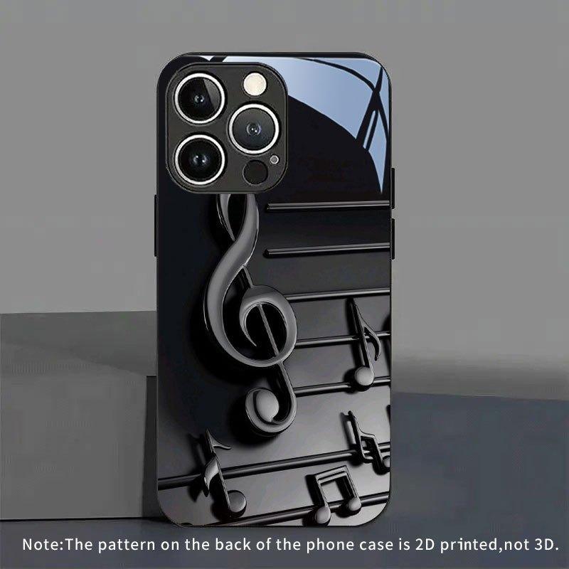 Schwarzes Musiksymbol-Muster Gehärtetes Glas Schwarze Handyhülle Für iPhone 17 16 15 14 13 12 11 Pro Max 17 Air 7 8 Plus XR XS X Hülle