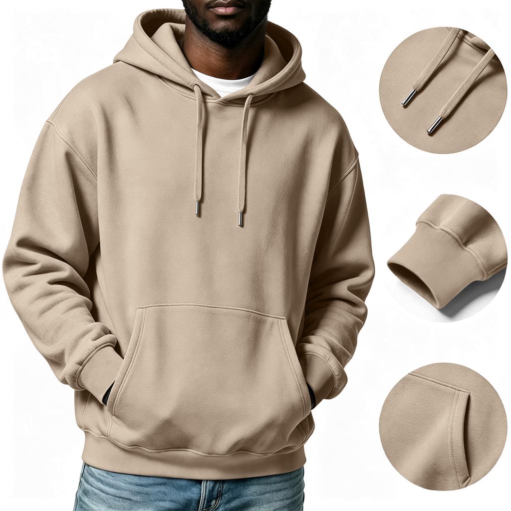 Men's Casual Color Hoodie with Drawstring