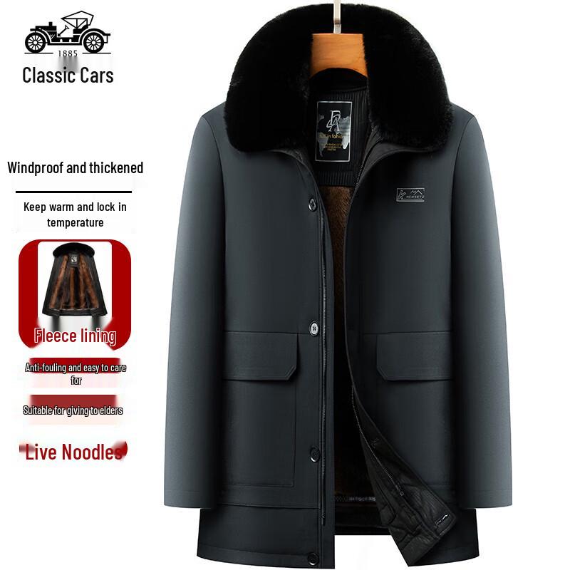 

Мужская зимняя парка Lao Ye Che на флисовой подкладке со съемным меховым воротником 175