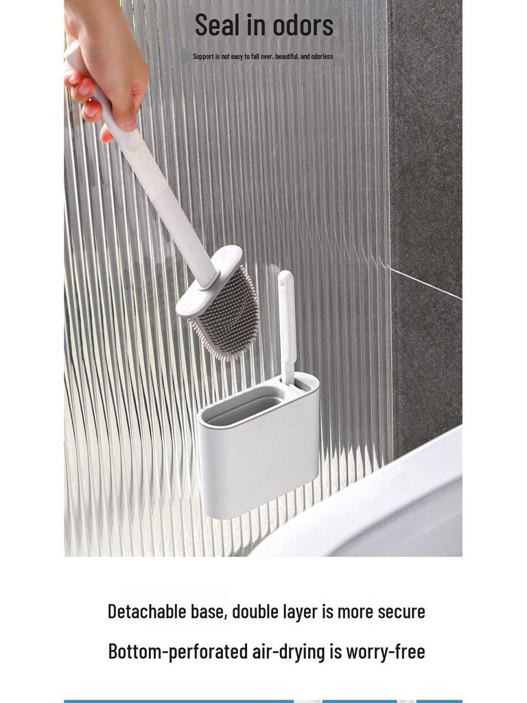 Silicone Toilet Brush Set - No Dead Angle, Wall-Mounted Bathroom Cleaning Tool