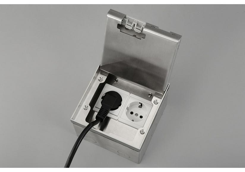 Stainless Steel Marble Style USB-C Floor Socket Box with Flip-top, Euro/German Standard