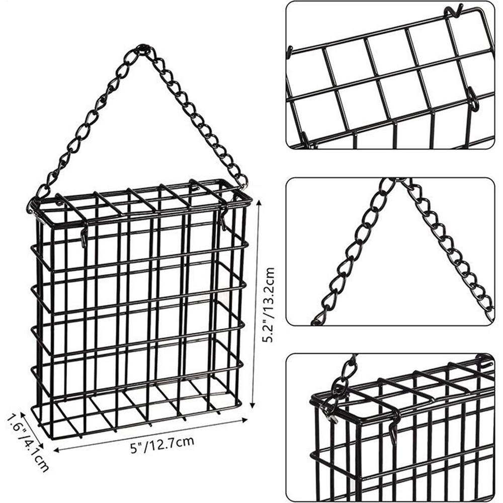 

Wild Bird Feeders Wire Mesh Suet Cage Feeding Bowl Hangable Bird Feeder For Patio Lawn Outdoor Backyard Balcony Birdwatching чёрный